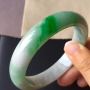 糯冰種飄陽綠正裝翡翠手鐲55
