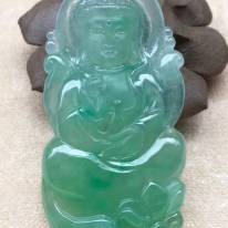 冰种满阳绿翡翠吊坠