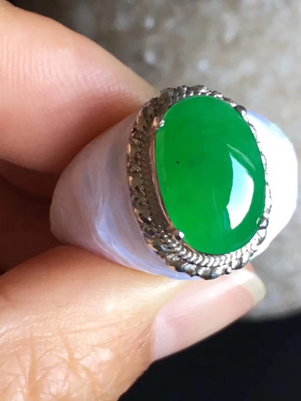 老坑冰种正阳绿色 翡翠戒指14-9.2-4.5mm图4