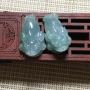 冰底色三脚翡翠金蟾一对