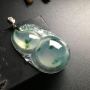 冰种飘花 葫芦翡翠吊坠 白金扣 尺寸40-25-7毫米