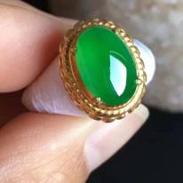老坑冰種 正陽綠色 緬甸天然翡翠戒指