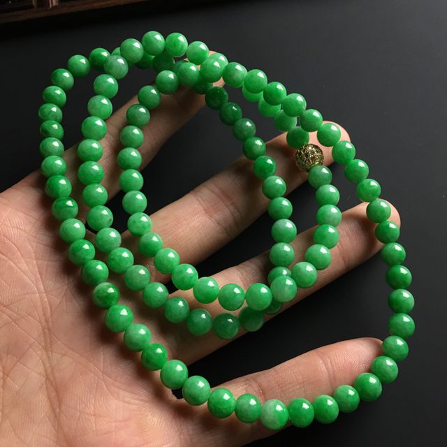 阳绿天然翡翠佛珠项链 直径7毫米图4
