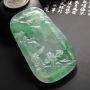 冰种飘绿花悠然自得翡翠吊坠  尺寸65-39-7毫米