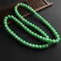 糯冰阳绿 天然翡翠佛珠项链 颗佛珠直径9毫米