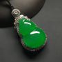 冰种满绿 葫芦翡翠吊坠 18k金*钻石镶嵌 尺寸:37-20-11*裸石24.5-17.5-5.5毫米