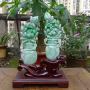 阳绿花瓶一对 平安富贵精品摆件
