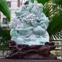 糯冰春带彩翡翠A货 大件山水摆件