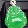 阳绿佛公 翡翠吊坠 真金真钻镶嵌