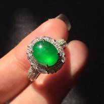 頂級玻璃種 帝王綠 緬甸天然翡翠戒指