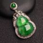 冰辣绿葫芦吊坠 翡翠吊坠 整体尺寸：34*19*8