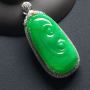 阳绿如意 翡翠吊坠 整体尺寸:51-22-9.8