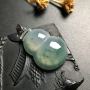 冰种飘花 葫芦翡翠吊坠 白金扣 尺寸25-18-8毫米