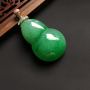 糯冰种满绿 葫芦翡翠吊坠18K金扣 尺寸35-21-11毫米
