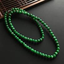 糯冰飘绿佛珠翡翠项链