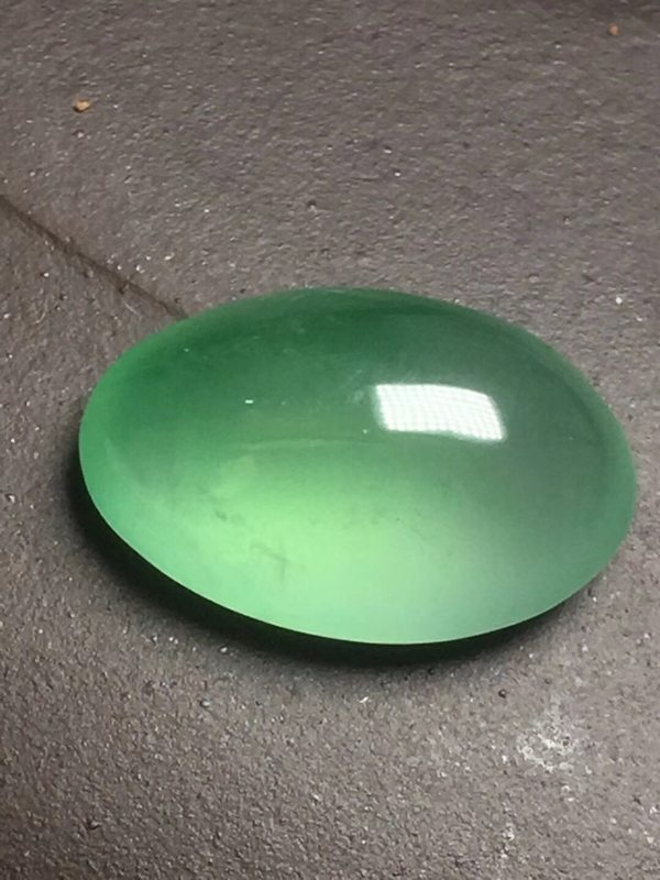 冰种甜绿蛋面 缅甸天然翡翠戒指14.1*9*5.8mm