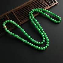 阳绿天然翡翠佛珠项链 直径7毫米