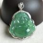 冰种油绿坐佛 翡翠挂件 裸石21.9~22~4.2mm