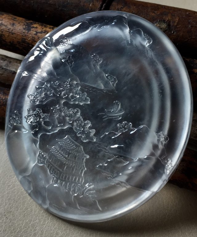 玻璃种山水翡翠挂件 尺寸50.8*44.6*6.4图5
