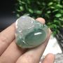 糯冰种飘花正装佛公 佛翡翠吊坠 尺寸：36.8*36.9*9.7mm