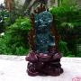 天然翡翠A货 老坑蓝水飘红翡 达摩祖师摆件