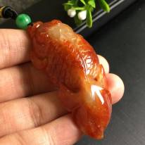 红翡金鱼年年有余吊坠  尺寸62.2*26.7*14mm