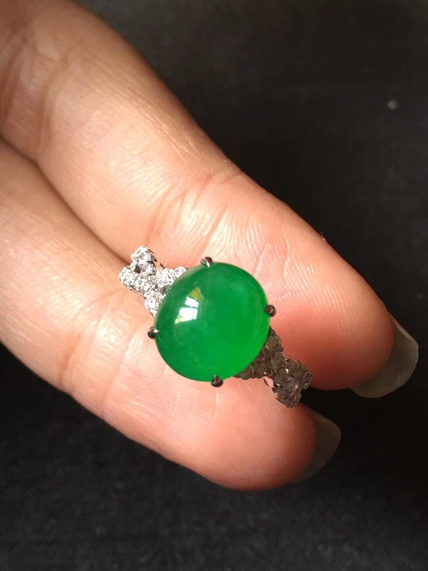 冰種艷陽綠 翡翠戒指10.296mm