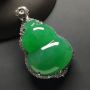 冰种满绿 葫芦翡翠吊坠 18k金*钻石镶嵌 尺寸:44-26-12.8*裸石29-23.7-7毫米