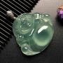 冰种晴水笑佛 翡翠吊坠 尺寸: 40-37-9.5mm