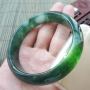 A货翡翠手镯 油青飘花正装手镯58mm