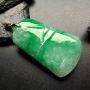 冰糯种带色 竹节翡翠吊坠 尺寸: 52-35-7mm