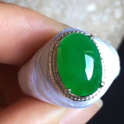 老坑冰種正陽綠色 翡翠戒指13-9-5mm