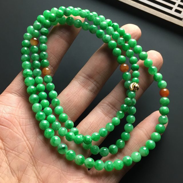 阳绿天然翡翠佛珠项链 直径6毫米图7