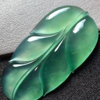 玻璃种晴绿叶子 翡翠挂件 尺寸35.8*19.5*3.5