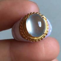 老坑玻璃種起熒光 緬甸天然翡翠戒指10.4-9-5mm