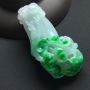 糯冰种阳绿玉兰花 翡翠吊坠 尺寸:60-27-14毫米