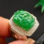 糯冰满绿 男士招财貔貅翡翠戒指