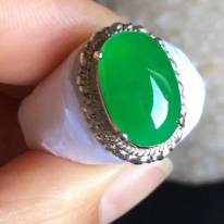 老坑冰种正阳绿色 翡翠戒指14-9.2-4.5mm