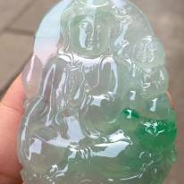 老坑料冰种飘辣色翡翠吊坠
