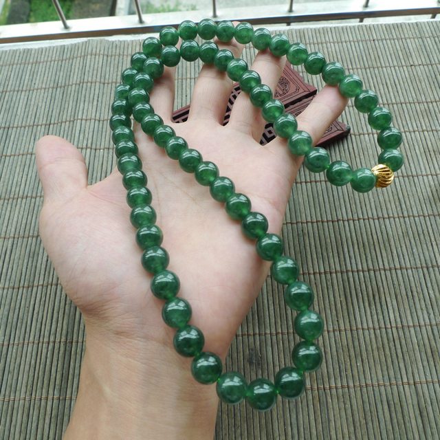 满绿圆珠翡翠项链取一10.5mm图8