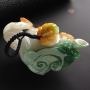 瑞丽工陈柯柯作品 冰种黄加绿翡翠茶壶