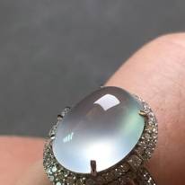 高冰晴水 缅甸天然翡翠18k金镶嵌钻石戒指