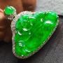 高冰种阳绿翡翠吊坠  尺寸16.8*27.8*3