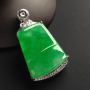 老坑冰种阳绿 缅甸天然竹节翡翠挂件 裸石尺寸27-24-4毫米 连金尺寸42-22-12毫米