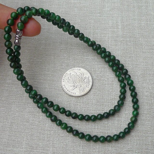 老坑精雕辣绿5.5mm圆珠项链 规格5.5mm图5