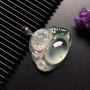 冰种飘花笑佛 翡翠吊坠 小巧 尺寸: 28.5-24-7.5mm