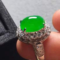 10.8*9.5*6寸冰阳绿 缅甸天然翡翠戒指