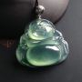 冰种晴水佛公 翡翠吊坠 裸石尺寸24-26-6毫米