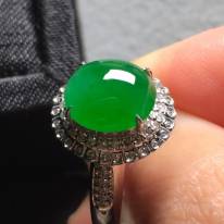 9.5*8.6*5寸冰陽綠 緬甸天然翡翠戒指