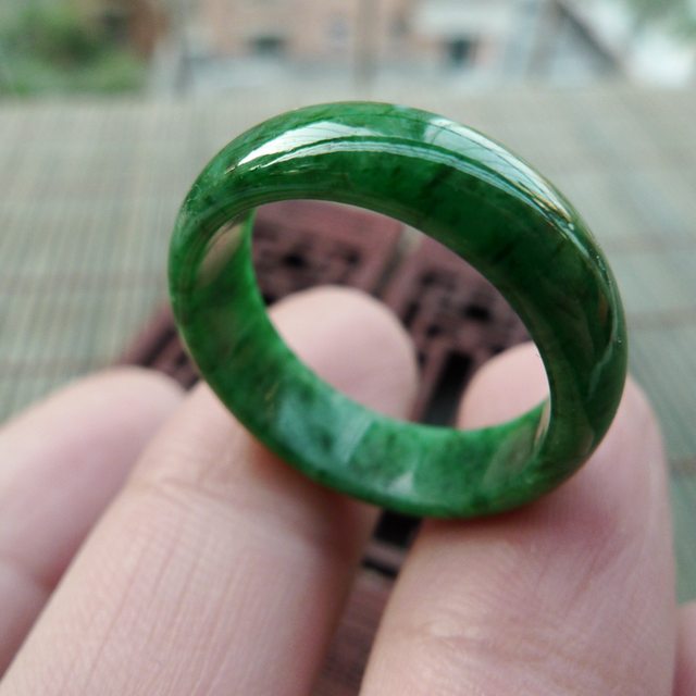 19*6.5*3mm冰油種飄綠花戒指 緬甸天然翡翠戒指圖3